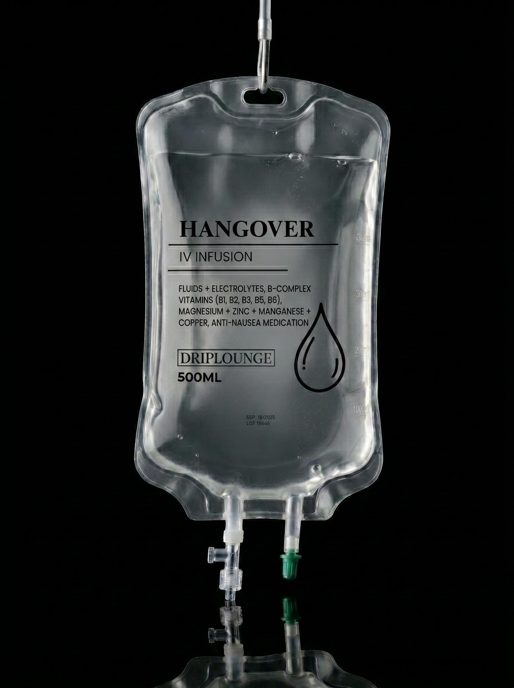 Hangover Cure IV infusion bag